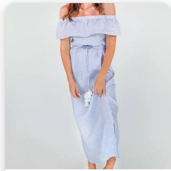 Dress  Pinstriped maxi with side slits - Picture 1 of 9